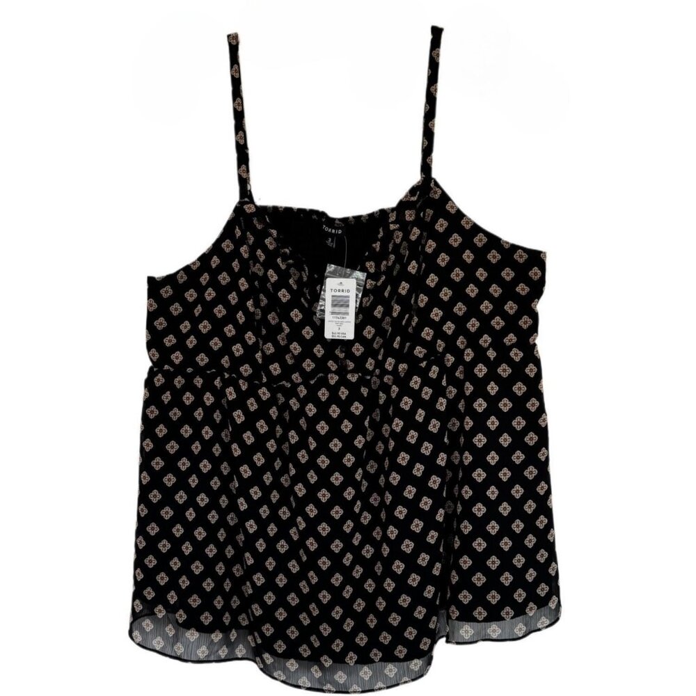 NWT Torrid Babydoll Chiffon Cami BLACK GEO FLORAL - size 3X